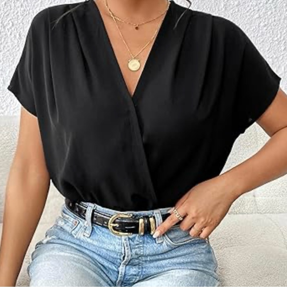 Zara Black Wrap-Front Blouse – Size M – Good Condition